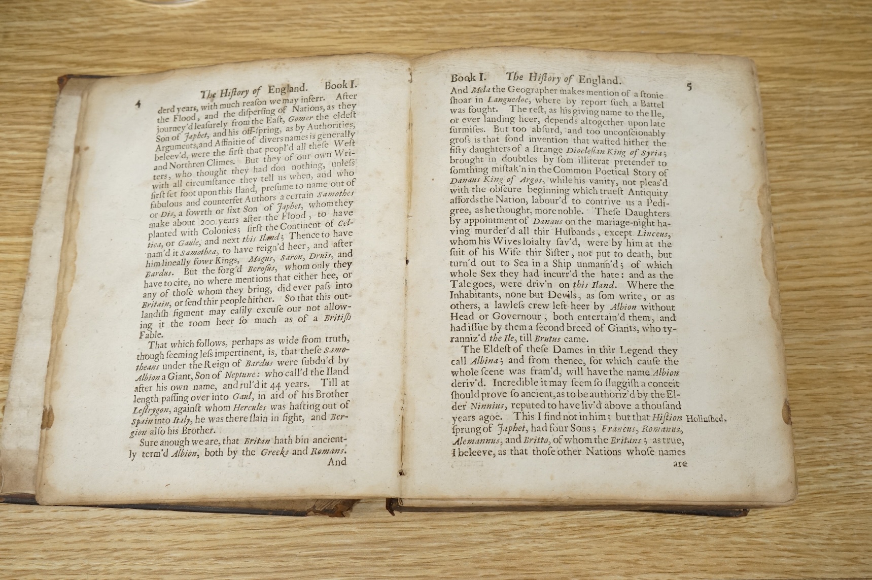 Milton, John - The History of Britain, that part especially now called England ... to the Norman Conquest ... (2nd edition). headpiece decorations; contemp. calf (distressed). printed by J.M. for Spencer Hickman ... 1671